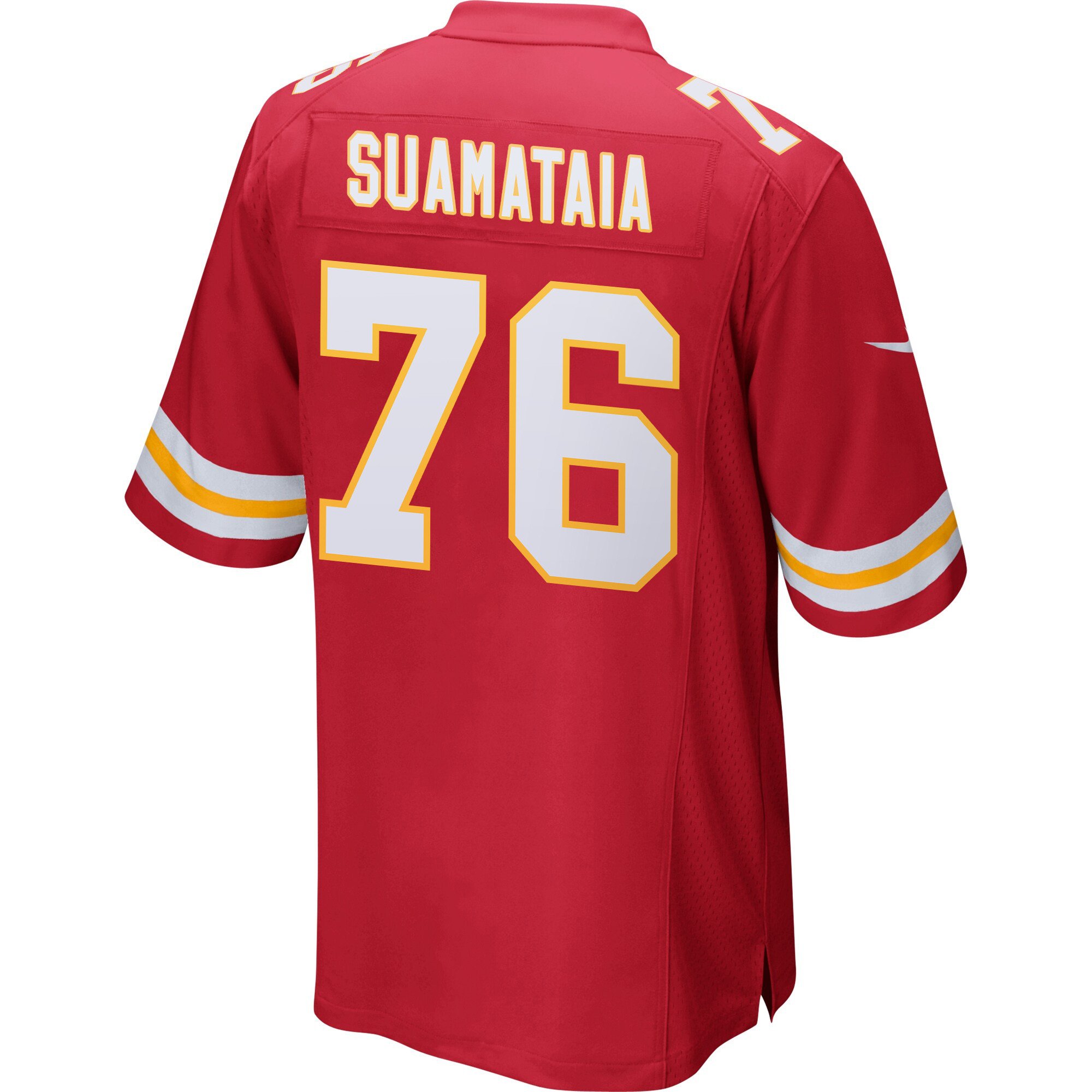 Alternative view of Kingsley Suamataia 76 Kansas City Chiefs Super Bowl LIX Champions Patch 'New Orleans - Where Passion Ignites' EMBROIDERED Game Men Jersey - Red JS9409 nicesnker