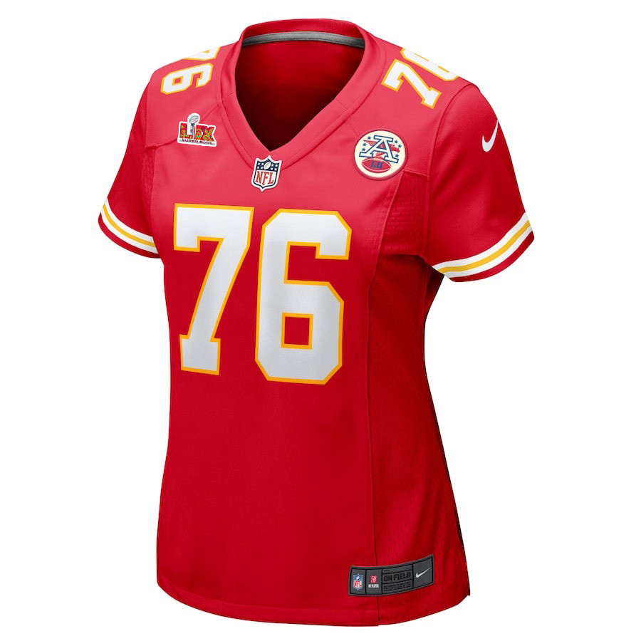 Alternative view of Kingsley Suamataia #76 Kansas City Chiefs Super Bowl LIX Women's Jersey - Red JS1521 nicesnker