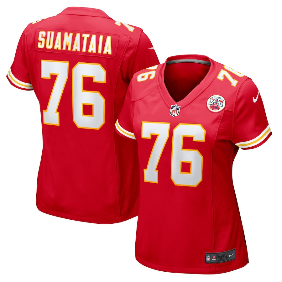 Kingsley Suamataia 76 Kansas City Chiefs Women's Game Jersey - Red JS6140 nicesnker