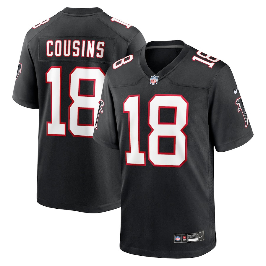 Kirk Cousins 18 Atlanta Falcons Alternate Game Men Jersey - Black JS6858 nicesnker