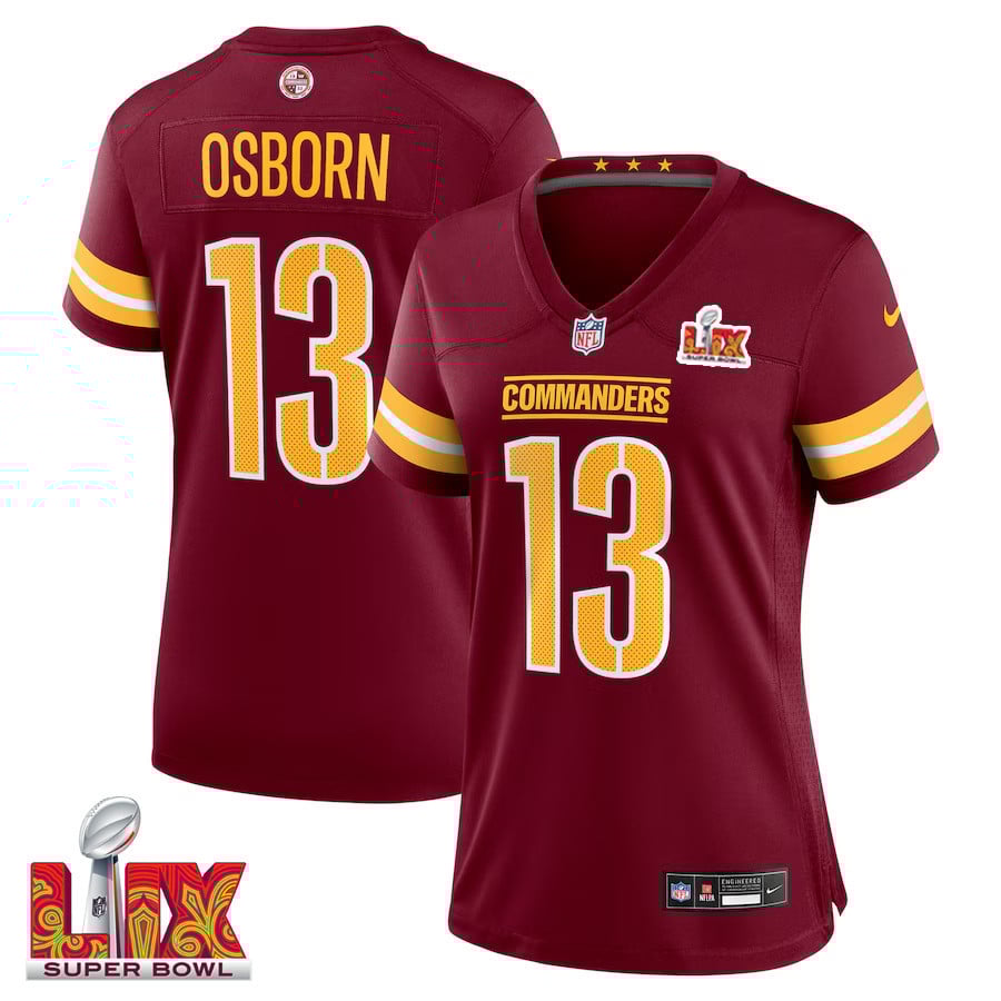 K.J. Osborn #13 Washington Commanders Super Bowl LIX Women's Jersey - Burgundy JS3670 nicesnker