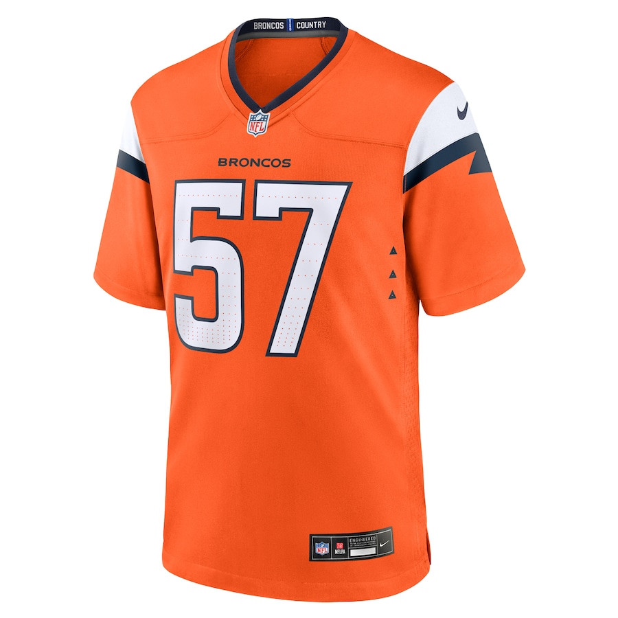 Alternative view of Kristian Welch 57 Denver Broncos Team Game Men Jersey - Orange JS7243 nicesnker