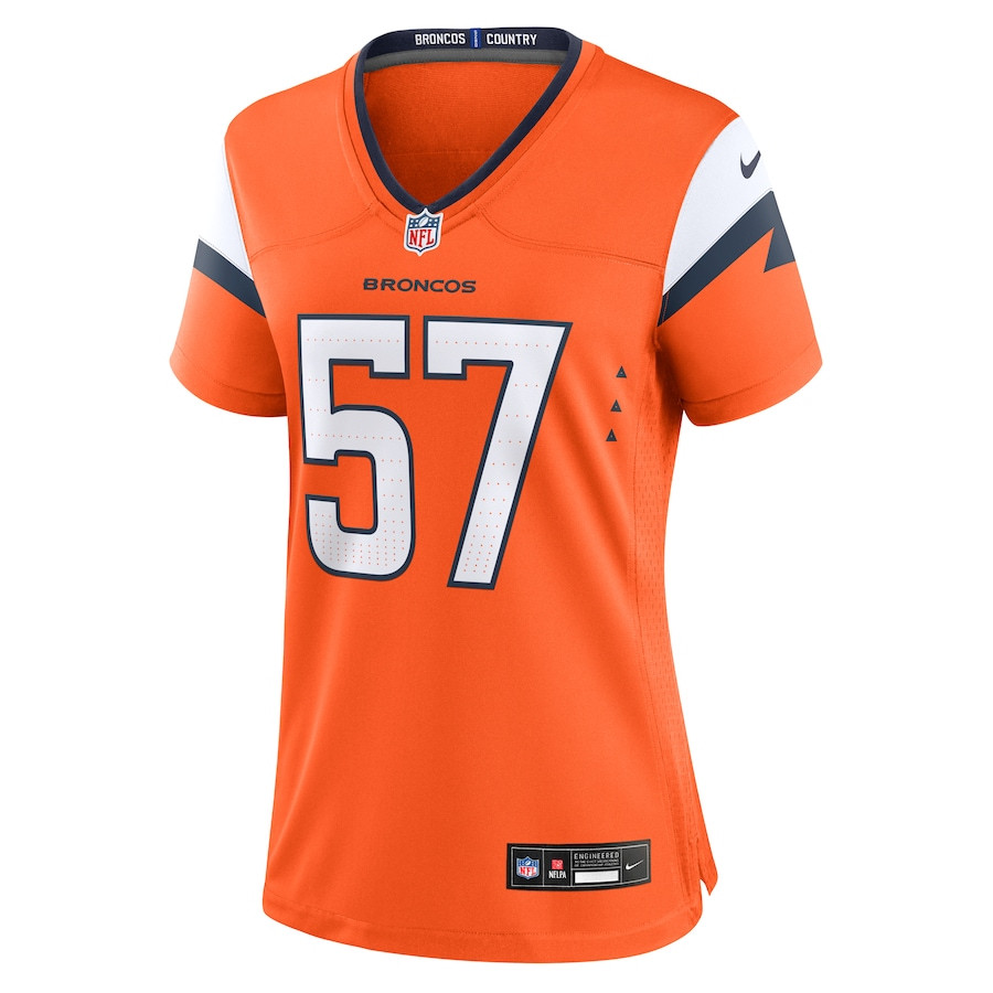 Alternative view of Kristian Welch 57 Denver Broncos Women's Team Game Jersey - Orange JS5176 nicesnker