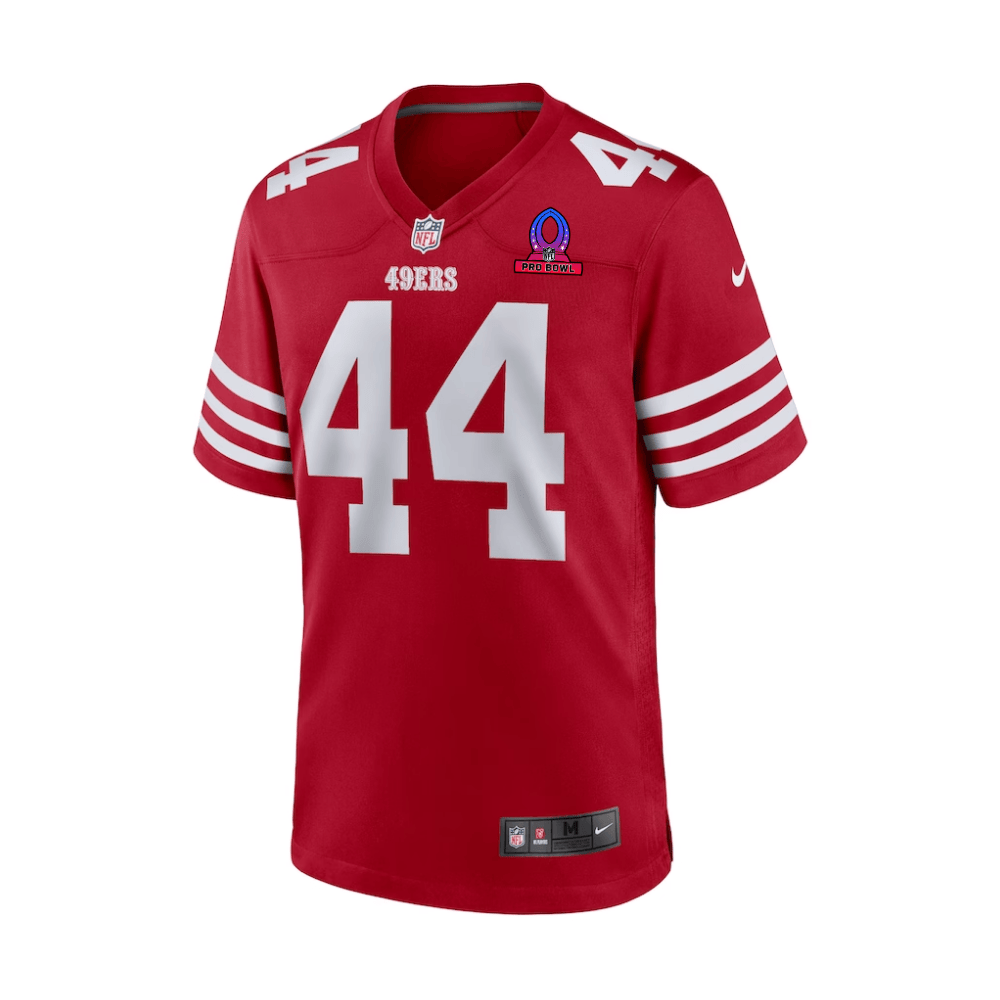 Alternative view of Kyle Juszczyk 44 San Francisco 49ers 2025 Pro Bowl Patch Game Men Jersey - Scarlet JS4659 nicesnker