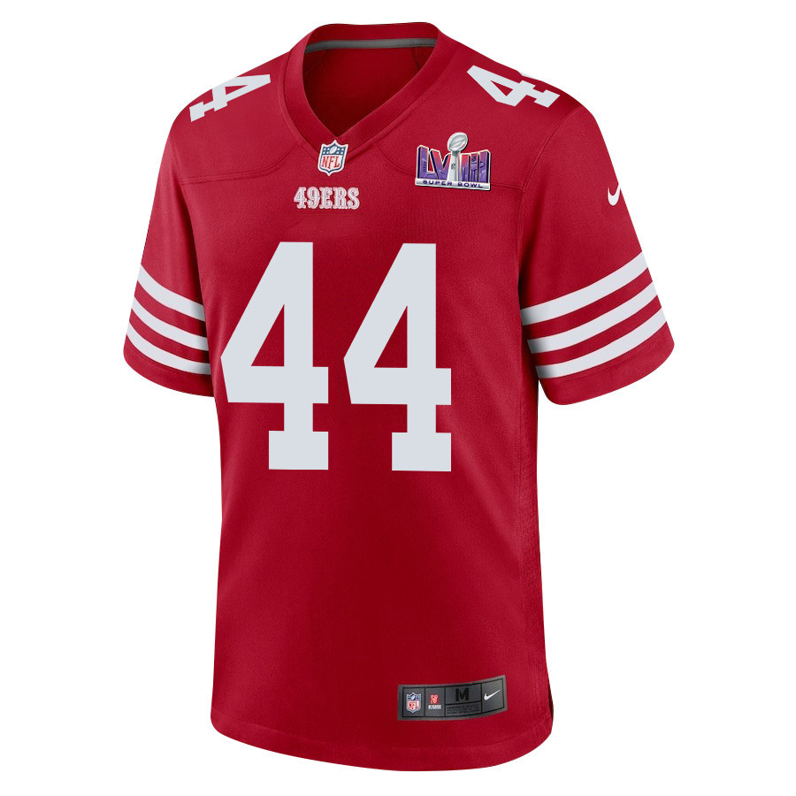 Alternative view of Kyle Juszczyk 44 San Francisco 49ers Super Bowl LVIII Patch Game Men Jersey - Scarlet JS5921 nicesnker