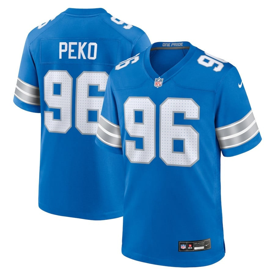 Kyle Peko 96 Detroit Lions Game Men Jersey - Blue JS6293 nicesnker