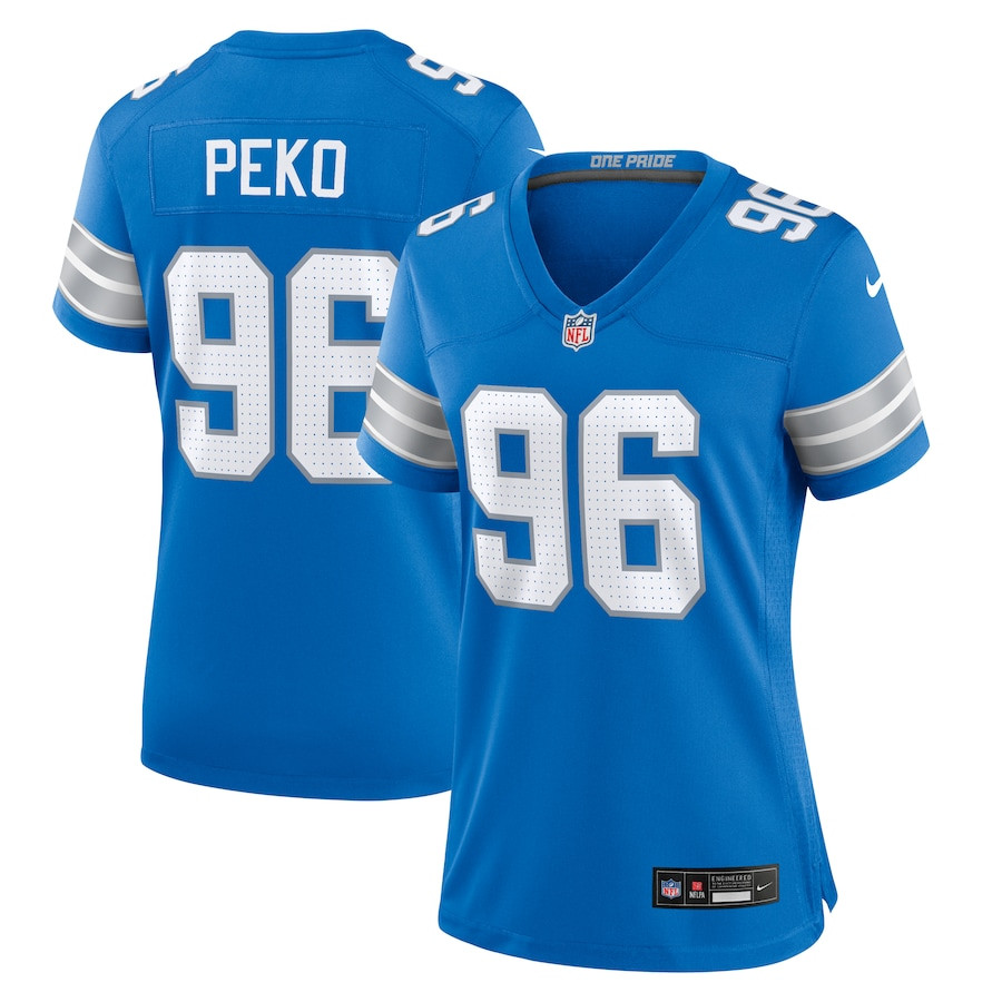 Kyle Peko 96 Detroit Lions Women's Game Jersey - Blue JS8529 nicesnker