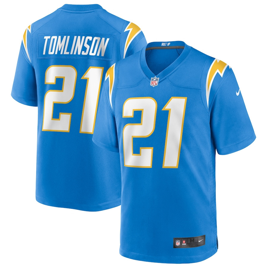 LaDainian Tomlinson 21 Los Angeles Chargers Men Game Retired Jersey - Powder Blue JS7147 nicesnker