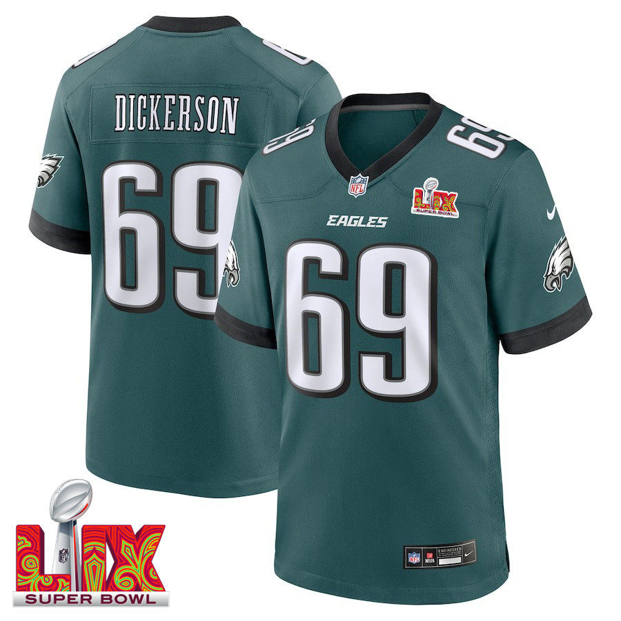 Landon Dickerson #69 Philadelphia Eagles Super Bowl LIX Jersey - Men's - Midnight Green JS5413 nicesnker