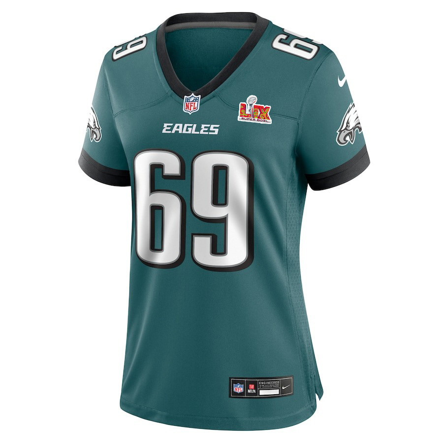 Alternative view of Landon Dickerson #69 Philadelphia Eagles Super Bowl LIX Women's Jersey - Midnight Green JS9782 nicesnker