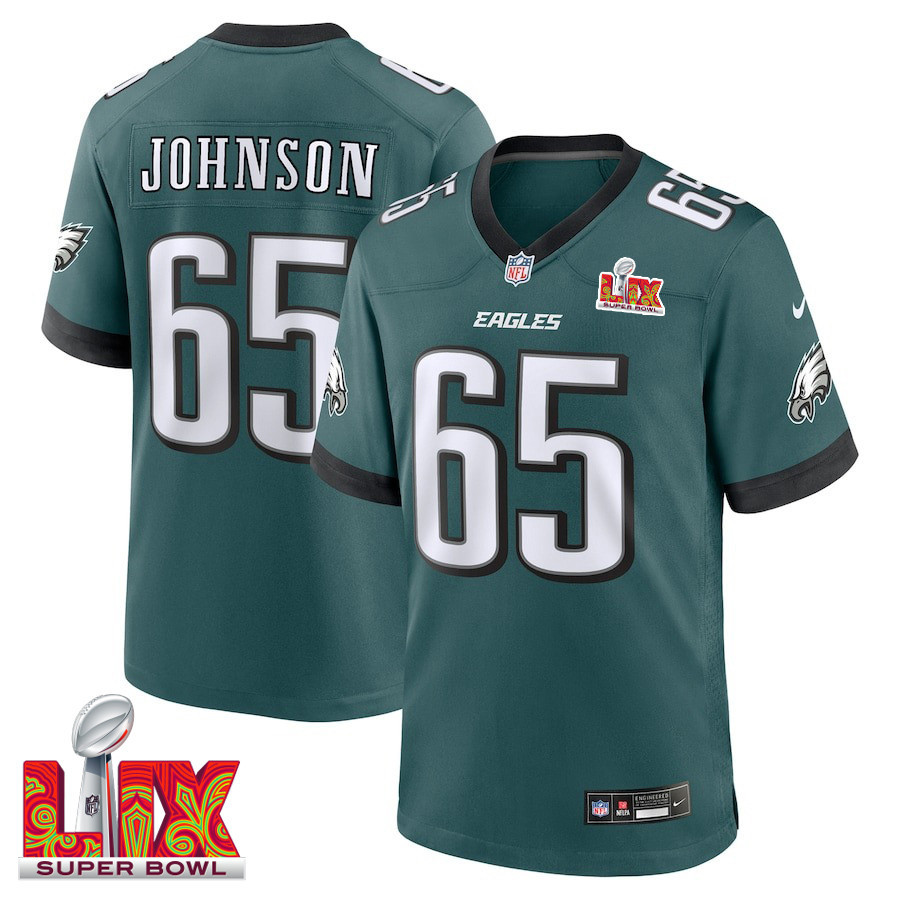 Lane Johnson #65 Philadelphia Eagles Super Bowl LIX Jersey - Men's - Midnight Green JS5995 nicesnker