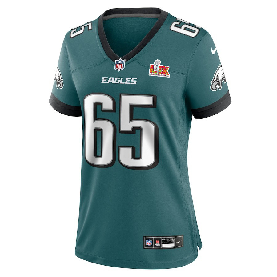 Alternative view of Lane Johnson #65 Philadelphia Eagles Super Bowl LIX Women's Jersey - Midnight Green JS7213 nicesnker