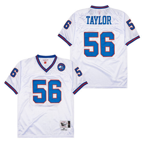 Lawrence Taylor 56 New York Giants Spider Lockhart 43 Patch Throwback Men Jersey - White JS6534 nicesnker