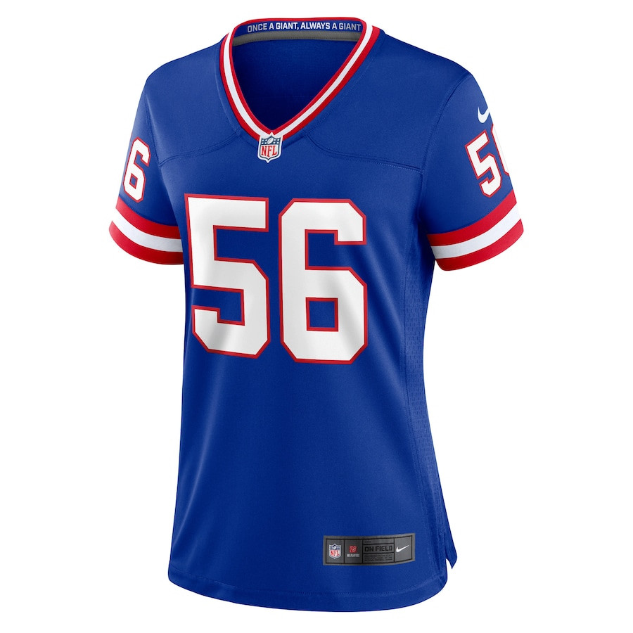 Alternative view of Lawrence Taylor 56 New York Giants Women Classic Retired Game Jersey - Royal JS1156 nicesnker