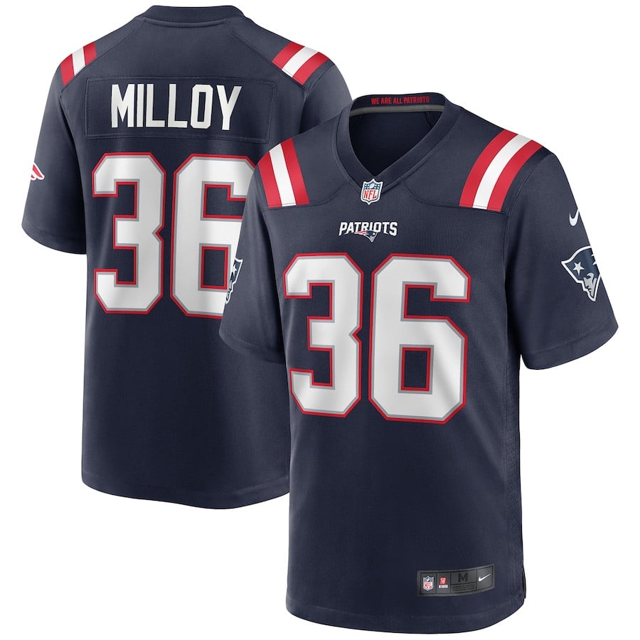 Lawyer Milloy 36 New England Patriots Men Game Retired Jersey - Navy JS1970 nicesnker