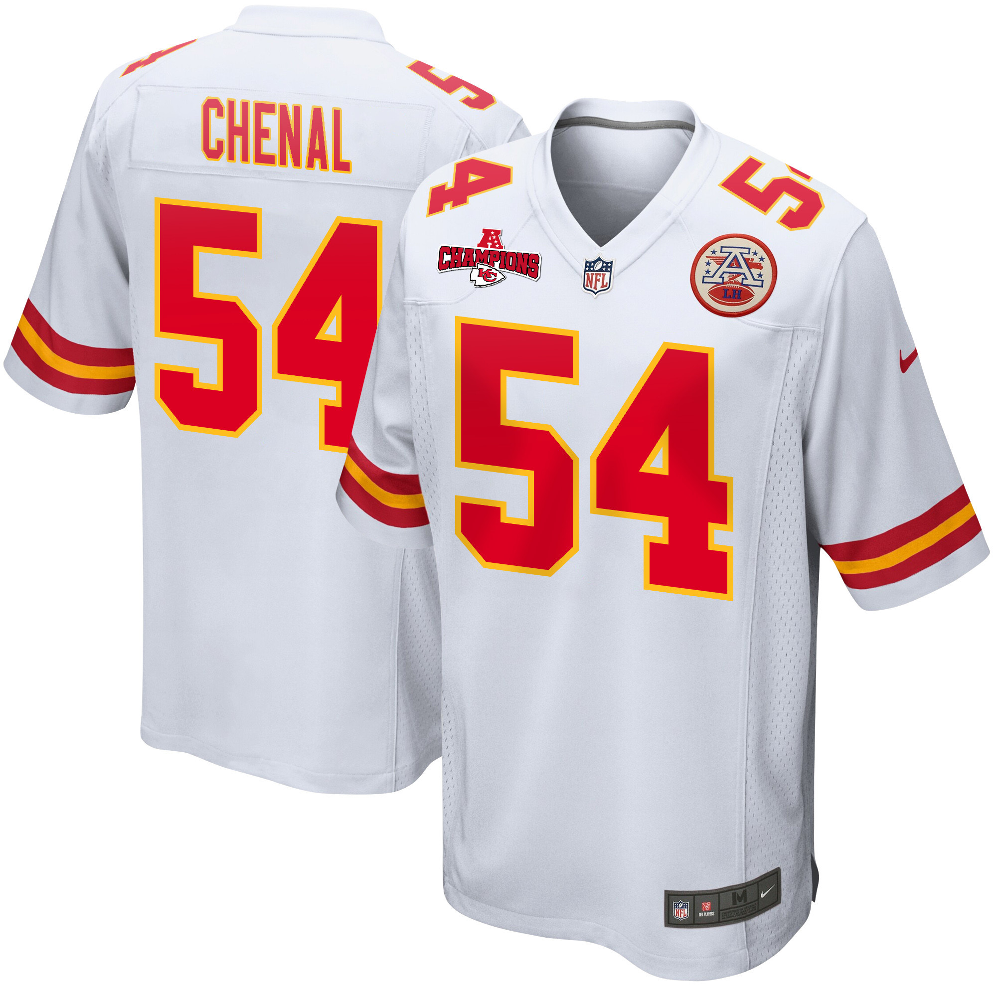 Leo Chenal 54 Kansas City Chiefs AFC Champions Patch Game Men Jersey - White JS1612 nicesnker