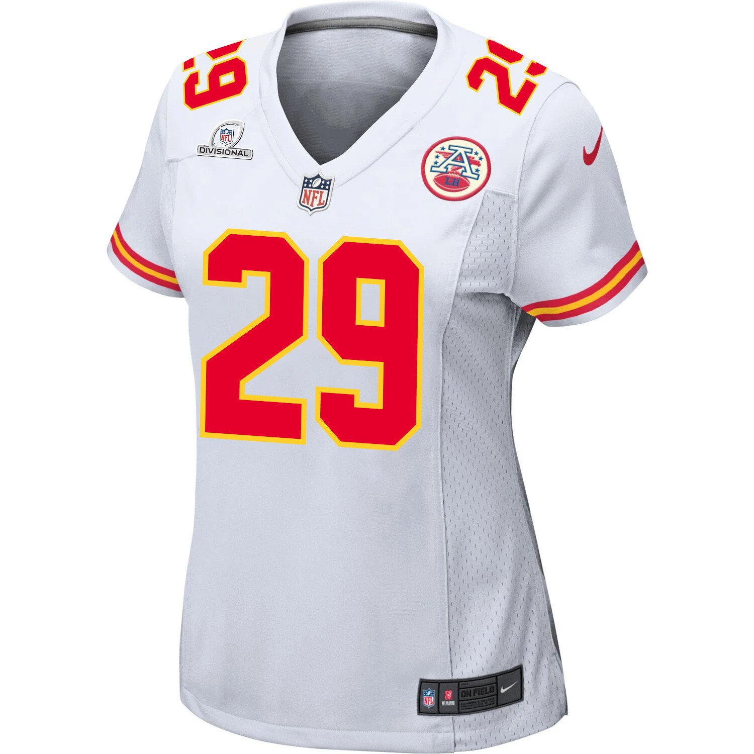 Alternative view of Leo Chenal 54 Kansas City Chiefs Super Bowl LVIII Patch Game Women Jersey - White JS1544 nicesnker