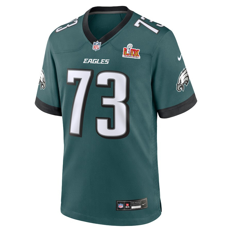 Alternative view of Le'Raven Clark #73 Philadelphia Eagles Super Bowl LIX Jersey - Men's - Midnight Green JS1631 nicesnker