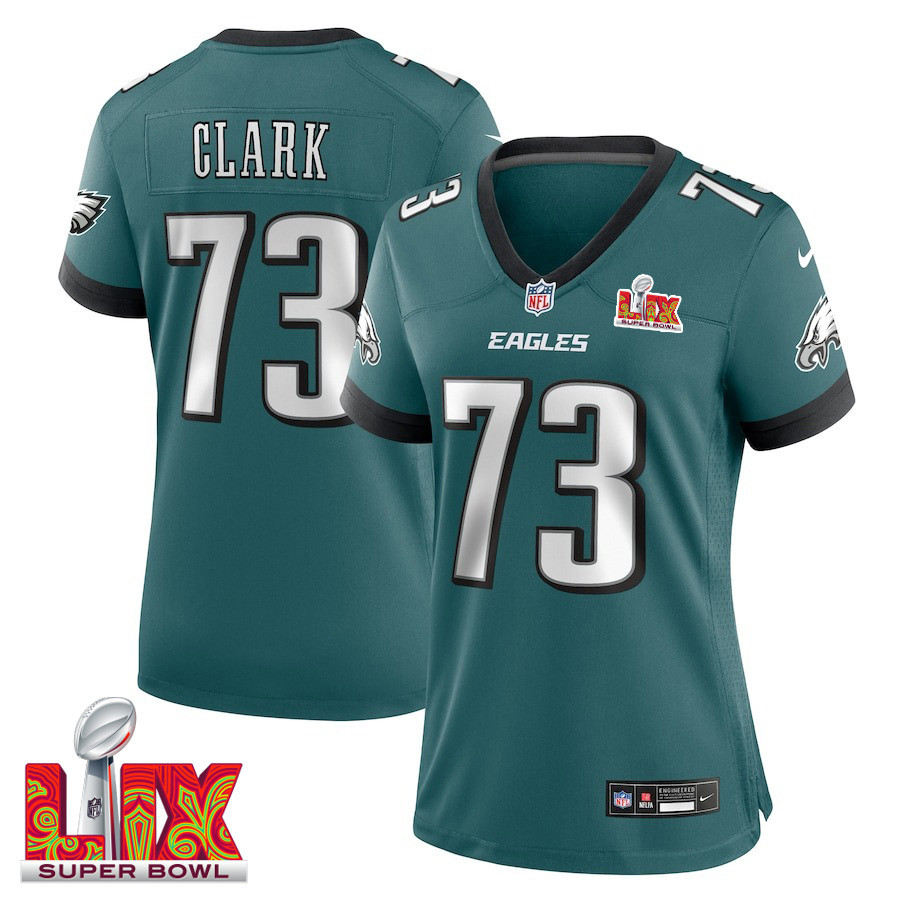 Le'Raven Clark #73 Philadelphia Eagles Super Bowl LIX Women's Jersey - Midnight Green JS2685 nicesnker