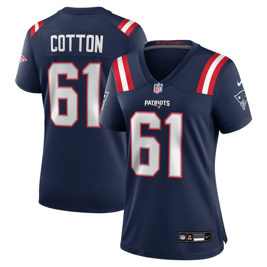 Lester Cotton Sr. 61 New England Patriots Women's Team Game Jersey - Navy JS4800 nicesnker
