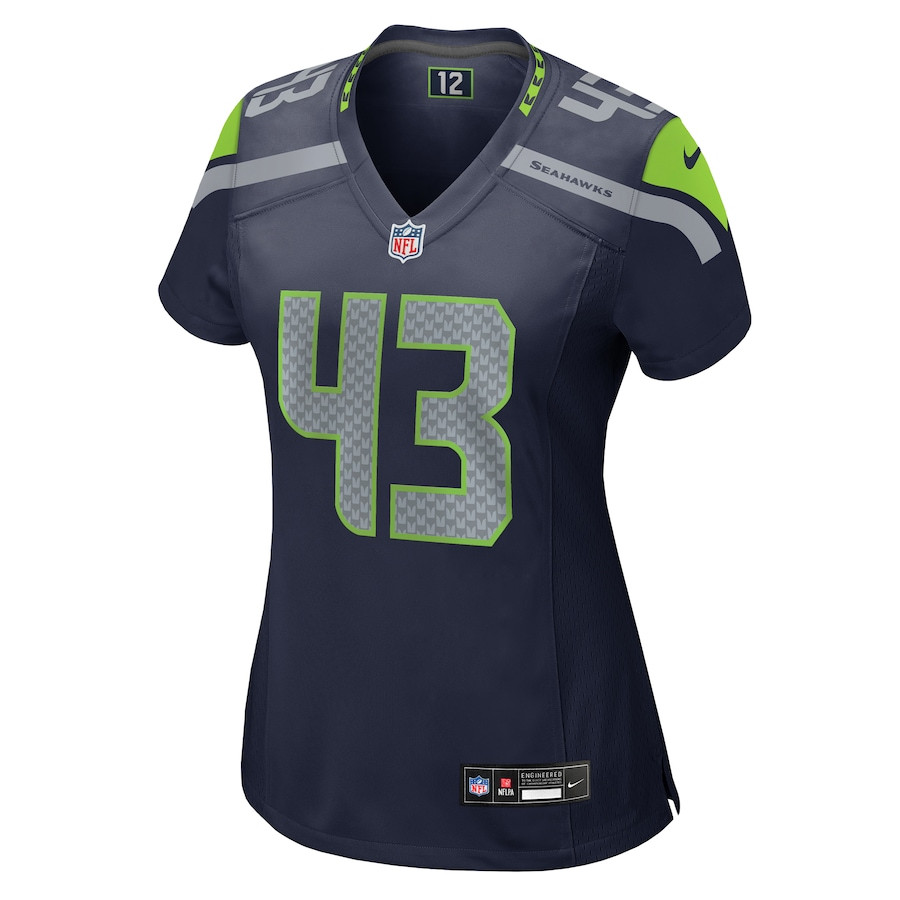 Alternative view of Levi Bell 43 Seattle Seahawks Women's Game Jersey - College Navy JS8188 nicesnker