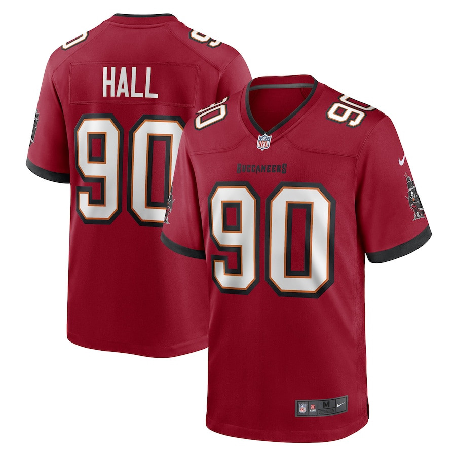Logan Hall 90 Tampa Bay Buccaneers Game Men Jersey - Red JS8013 nicesnker