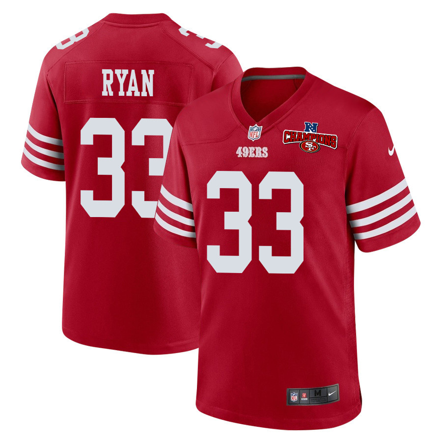 Logan Ryan 33 San Francisco 49ers NFC Champions Patch Game Men Jersey - Scarlet JS8195 nicesnker