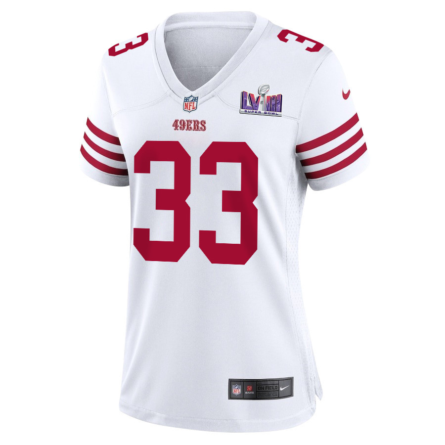 Alternative view of Logan Ryan 33 San Francisco 49ers Super Bowl LVIII Patch Game Women Jersey - White JS6093 nicesnker