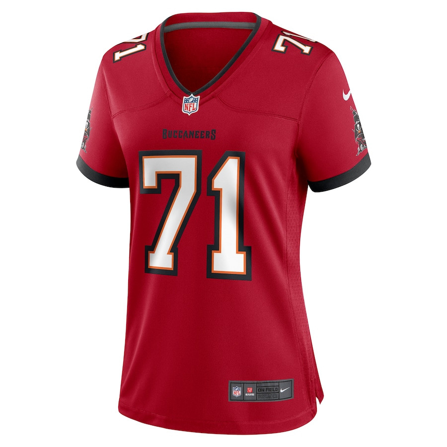 Alternative view of Lorenz Metz 71 Tampa Bay Buccaneers Game Women Jersey - Red JS4121 nicesnker