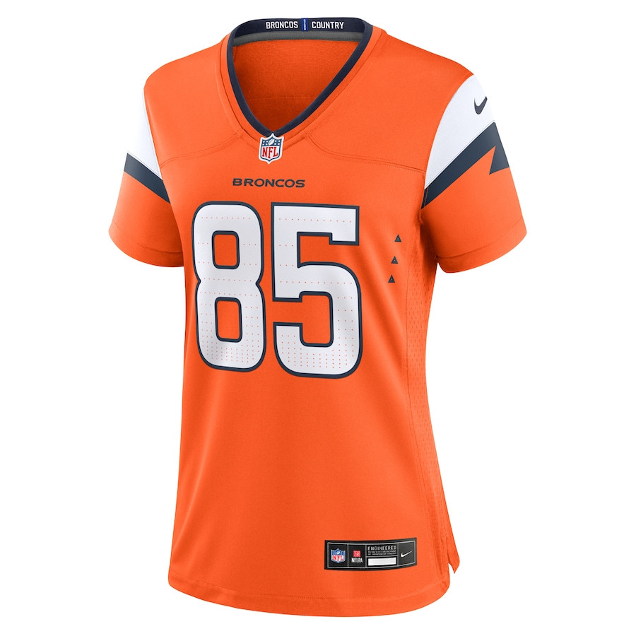 Alternative view of Lucas Krull 85 Denver Broncos Team Game Women Jersey - Orange JS9274 nicesnker