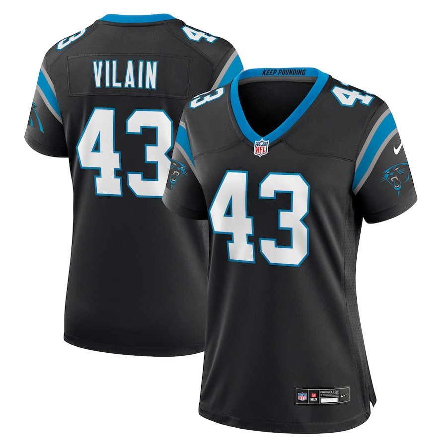 Luiji Vilain 43 Carolina Panthers Game Women Jersey - Black JS9548 nicesnker