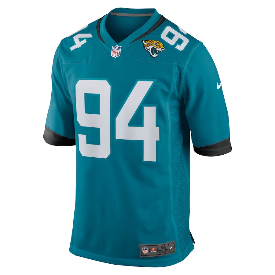 Alternative view of Maason Smith 94 Jacksonville Jaguars Team Game Men Jersey - Teal JS8737 nicesnker