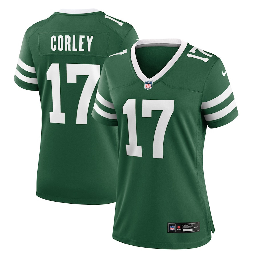 Malachi Corley 17 New York Jets Women's Team Game Jersey - Legacy Green JS2051 nicesnker