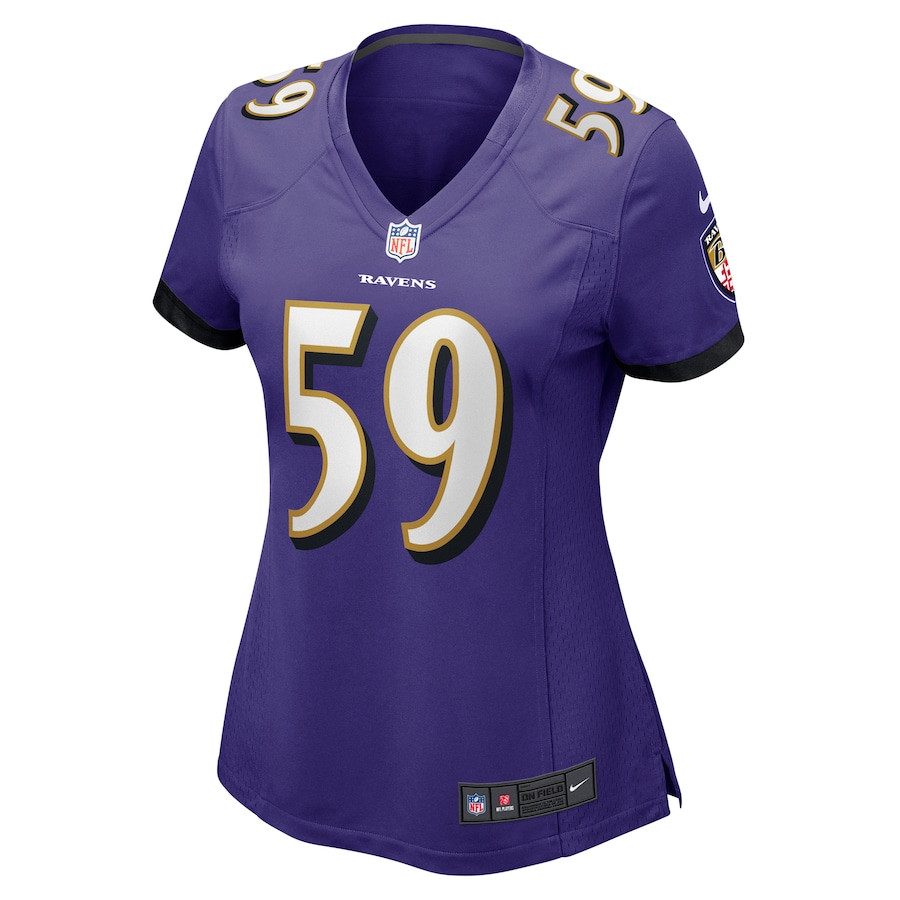 Alternative view of Malik Hamm 59 Baltimore Ravens Women's Game Jersey - Purple JS9075 nicesnker