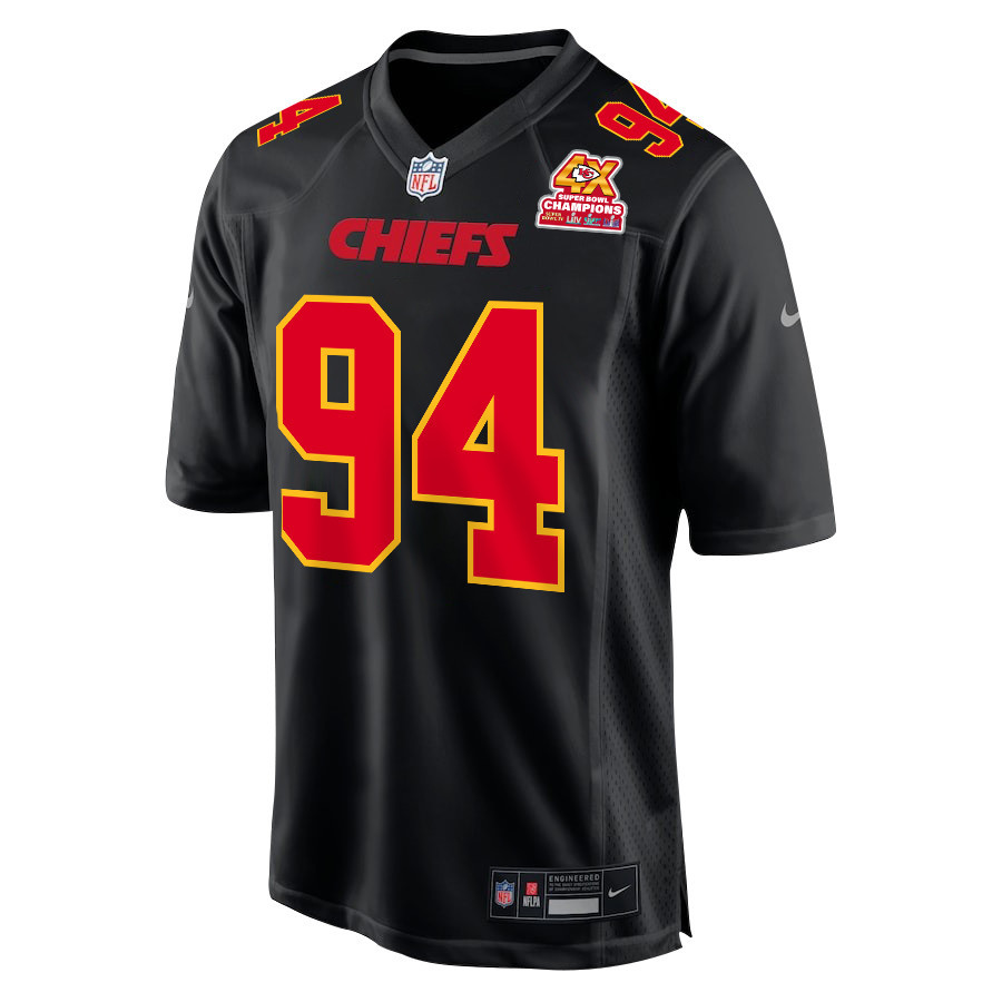 Alternative view of Malik Herring 94 Kansas City Chiefs Super Bowl LVIII Champions 4X Fashion Game Men Jersey - Carbon Black JS3866 nicesnker