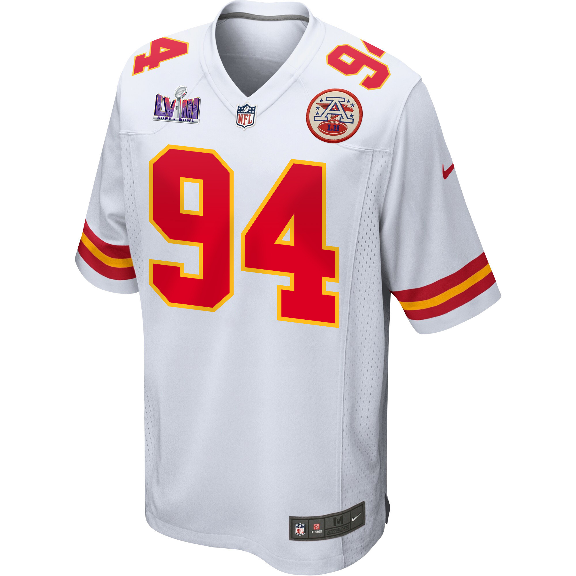 Alternative view of Malik Herring 94 Kansas City Chiefs Super Bowl LVIII Patch Game Men Jersey - White JS2564 nicesnker