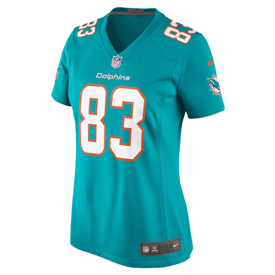 Alternative view of Malik Washington 83 Miami Dolphins Women's Game Jersey - Aqua JS4358 nicesnker
