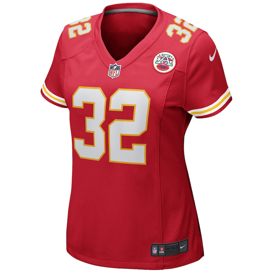Alternative view of Marcus Allen 32 Kansas City Chiefs Women Game Retired Jersey - Red JS5225 nicesnker