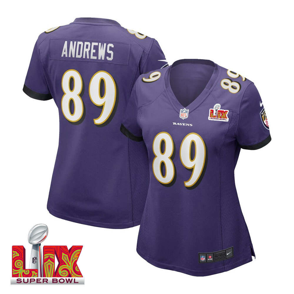 Mark Andrews #89 Baltimore Ravens Super Bowl LIX Women's Jersey - Purple JS8878 nicesnker