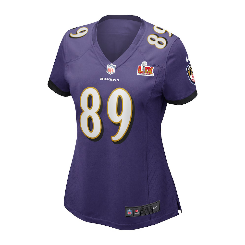 Alternative view of Mark Andrews #89 Baltimore Ravens Super Bowl LIX Women's Jersey - Purple JS8878 nicesnker