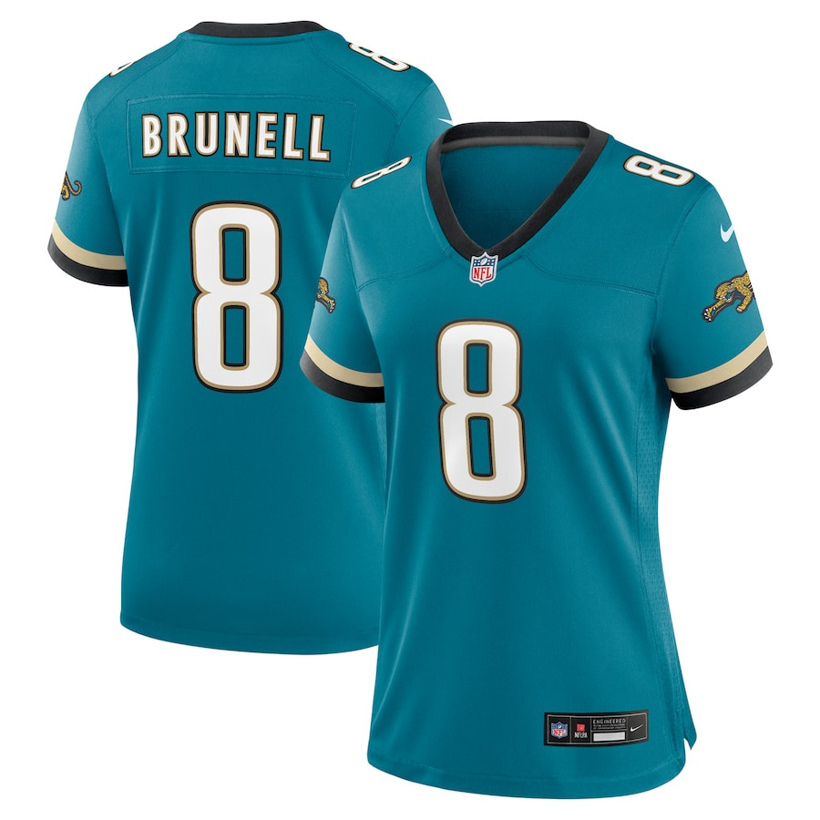 Mark Brunell 8 Jacksonville Jaguars Women's Prowler Throwback Retired Player Game Jersey - Teal JS9522 nicesnker