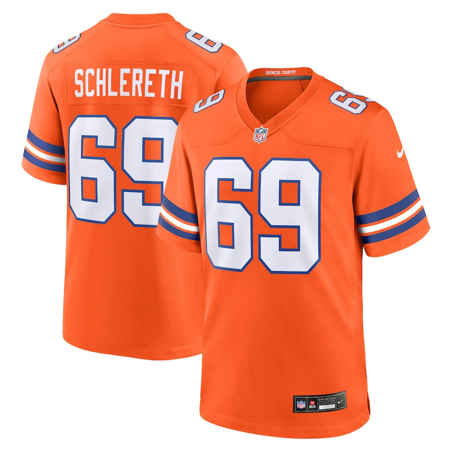 Mark Schlereth 69 Denver Broncos Mile High Collection 1977 Throwback Retired Player Game Men Jersey - Orange JS1546 nicesnker