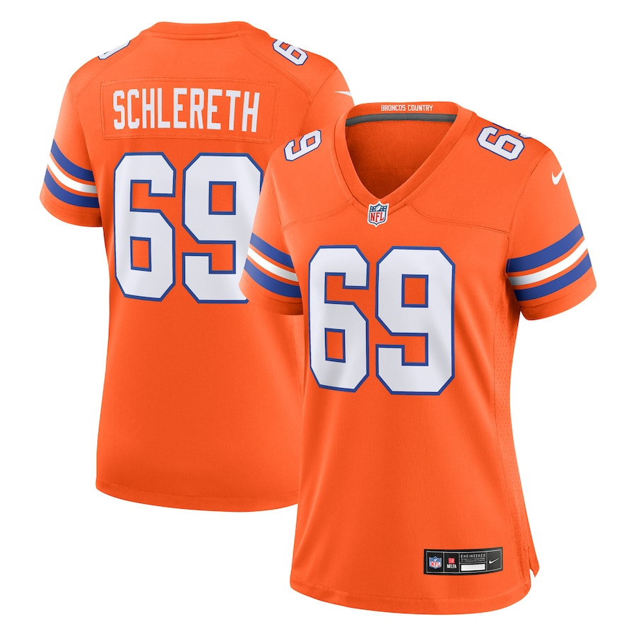 Mark Schlereth 69 Denver Broncos Women's Mile High Collection 1977 Throwback Retired Player Game Jersey - Orange JS9695 nicesnker