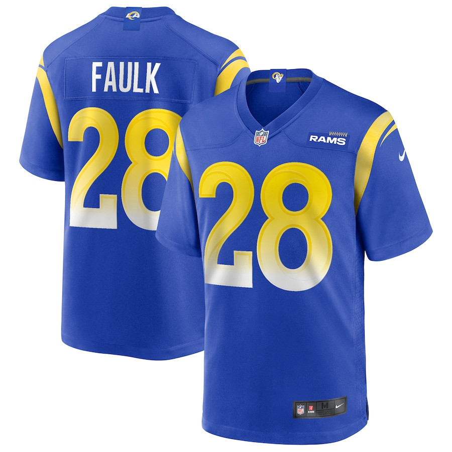 Marshall Faulk 28 Los Angeles Rams Men Game Retired Jersey - Royal JS6047 nicesnker