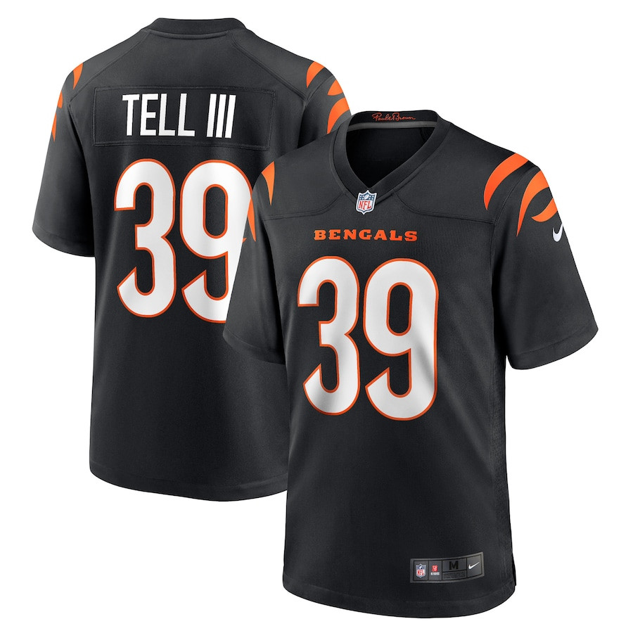 Marvell Tell III 39 Cincinnati Bengals Team Game Men Jersey - Black JS5787 nicesnker