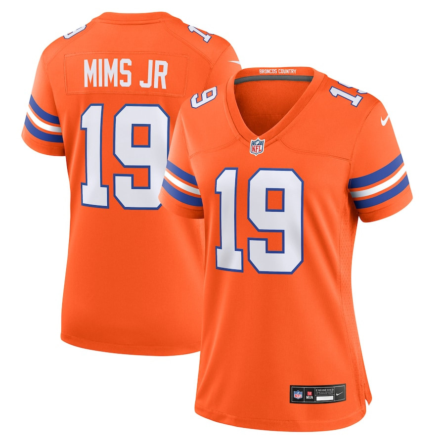 Marvin Mims Jr 19 Denver Broncos Women's Mile High Collection 1977 Throwback Player Game Jersey - Orange JS5643 nicesnker