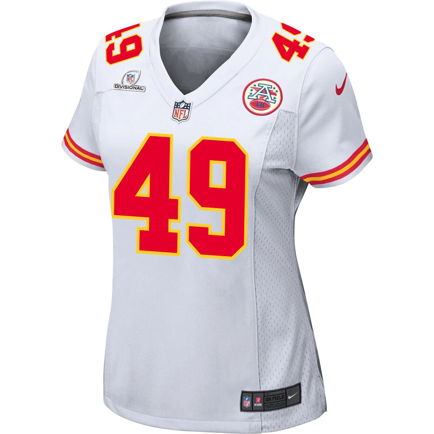 Alternative view of Matt Bushman 49 Kansas City Chiefs Super Bowl LVIII Patch Game Women Jersey - White JS8133 nicesnker