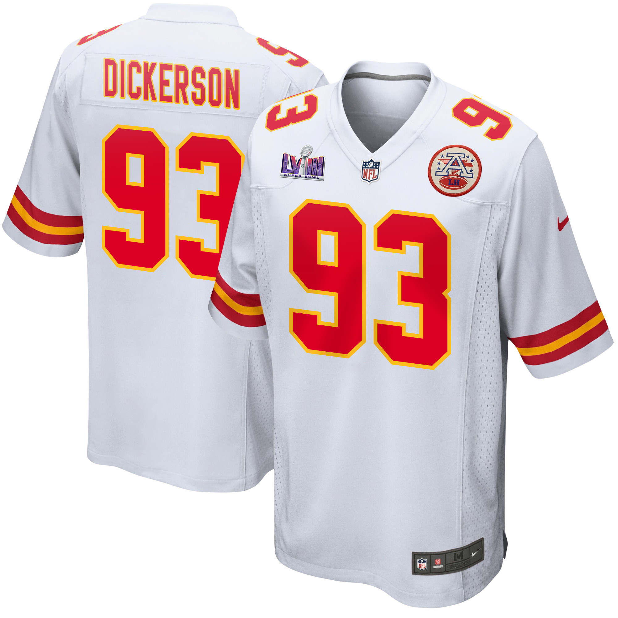 Matt Dickerson 93 Kansas City Chiefs Super Bowl LVIII Patch Game Men Jersey - White JS3869 nicesnker