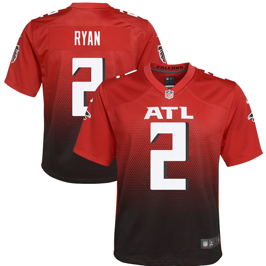 Matt Ryan 2 Atlanta Falcons YOUTH 2nd Alternate Game Jersey - Red JS2842 nicesnker