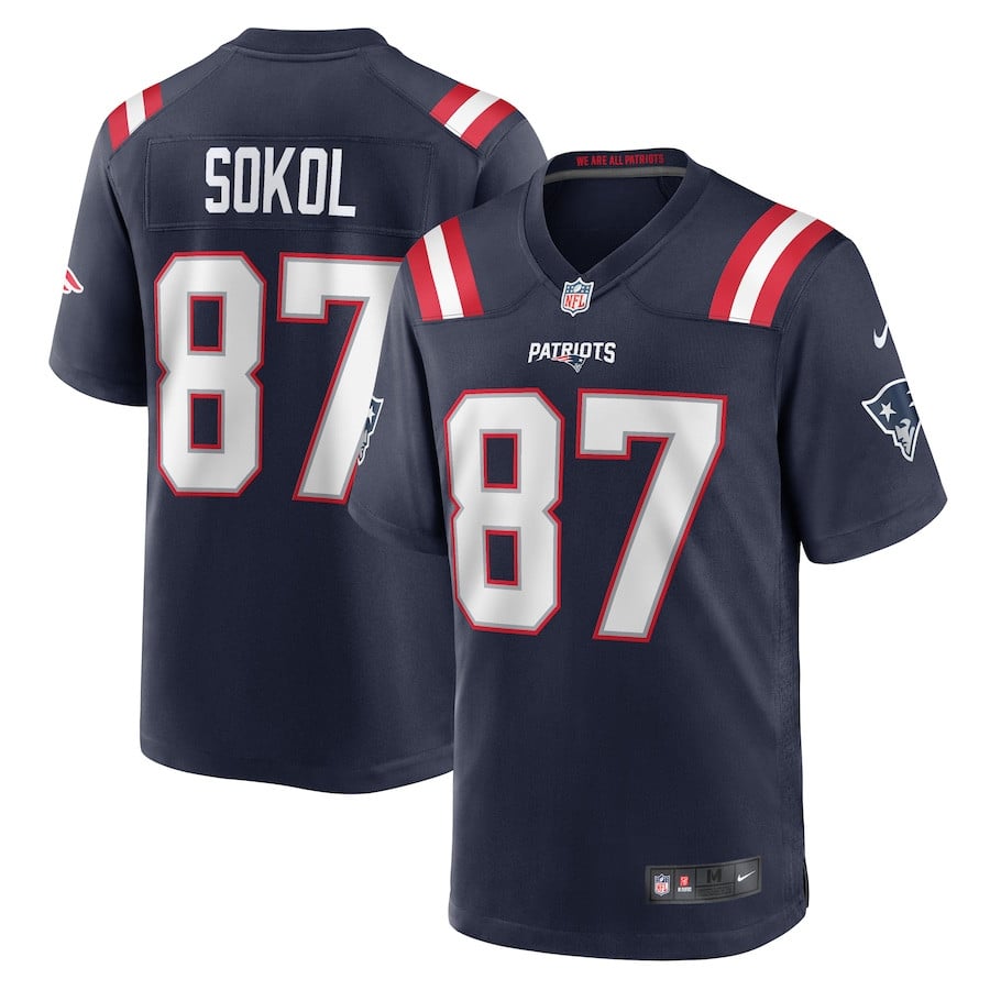 Matt Sokol 87 New England Patriots Game Men Jersey - Navy JS2519 nicesnker